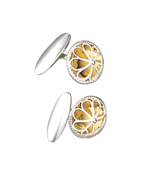 Mansjettknappar, kvit/forgylt