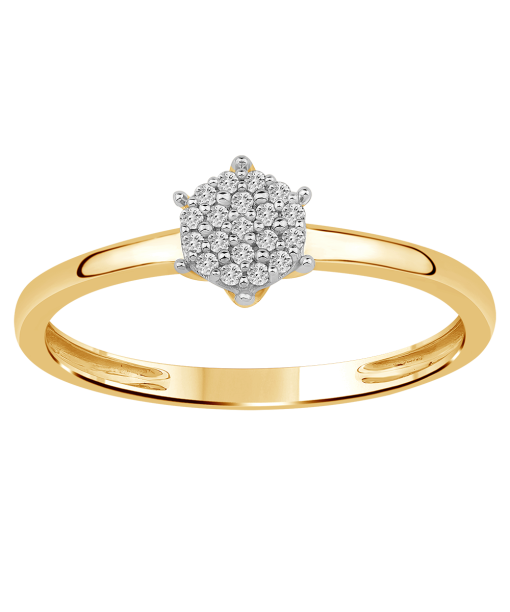 Diamantring 0.10ct. Brilliant Cut, Top Wesselton SI, Gult gull