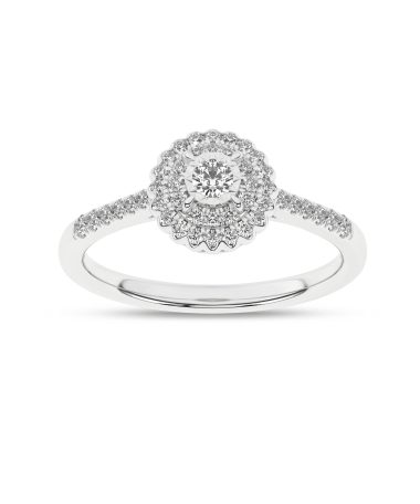 Rosettring i hvitt gull 0,25ct TW.SI