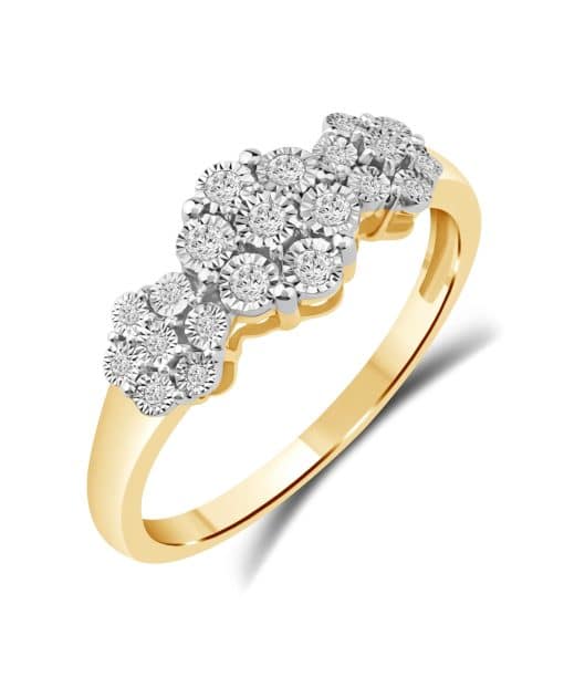 Diamantring i Gult Gull (585) med 0,15ct TW/SI Diamanter