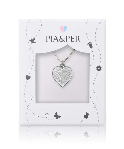 Alternative view of Pia & Per - Halssmykke sølv - 14 mm hvitt hjerte