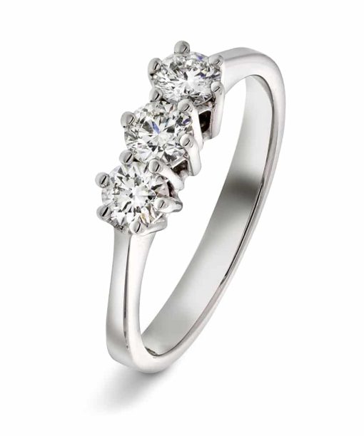 Christophersen Hvitt Gull Ring 3-stens 0,60 TWSI 3 br