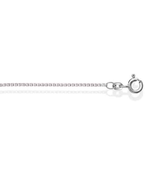 Veneziansk kjede i 585 hvitt gull, 45 cm