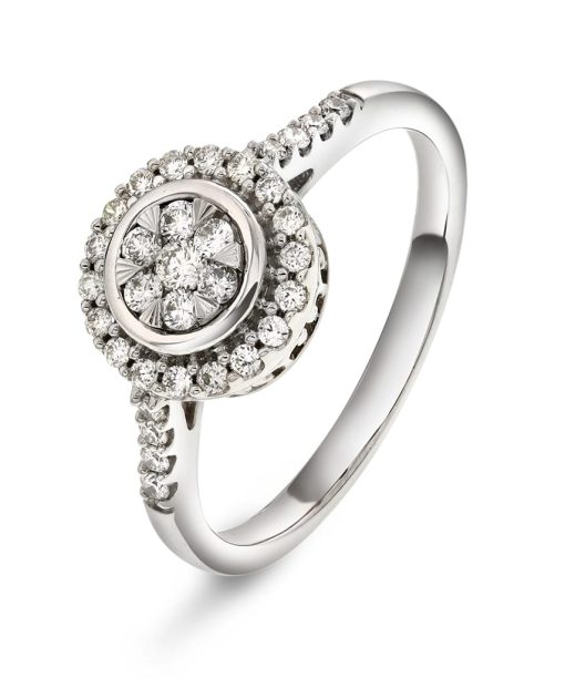 Rosettring i hvitt gull, Diamant 0.33ct (WSI)