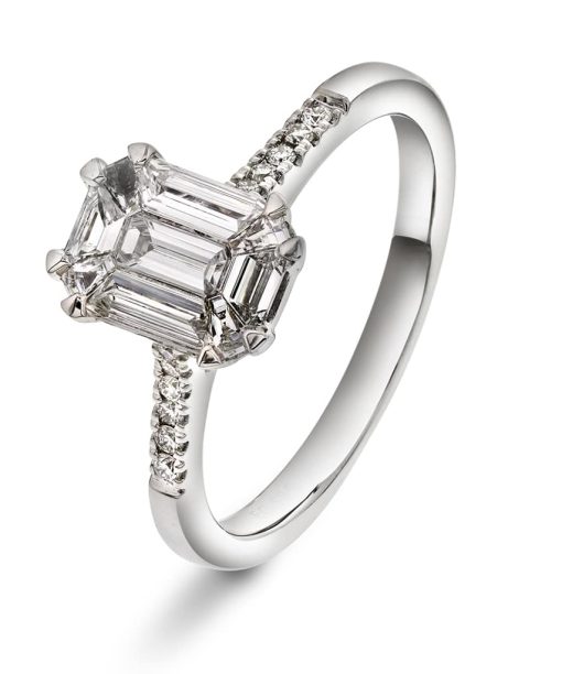 Diamantring, Emerald Cut 0.60ct (TWVS)