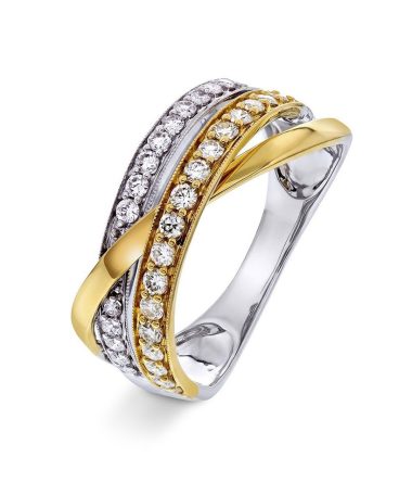 Ring i tofarget gull med diamant 0,50 ct W/SI