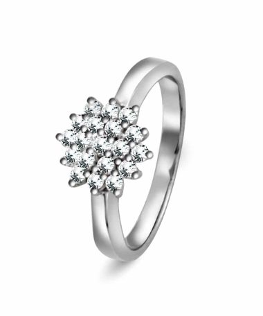 Christophersen Hvitt Gull Ring roset 0,50 WSI 27 br