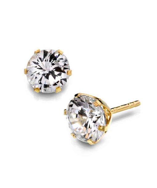 Pan Jewelry Øredobber i gull med zirkonia 4mm