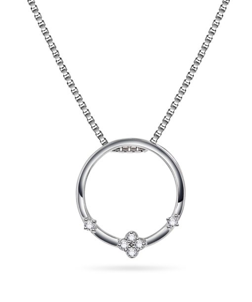 Diamantanheng i Hvitt gull, 0.10ct. Brilliant Cut