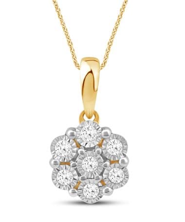 Halssmykke i Gult Gull (585) med 0.10ct TW/SI Diamanter