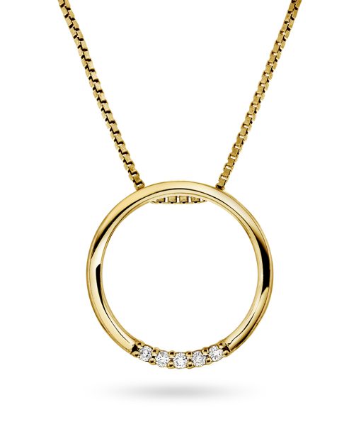 Sirkelanheng i Gult gull med 0.10ct. Diamant