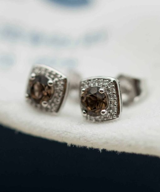 Alternative view of Rosett øredobber, Ametyst og Diamant 0.06ct (WSI)