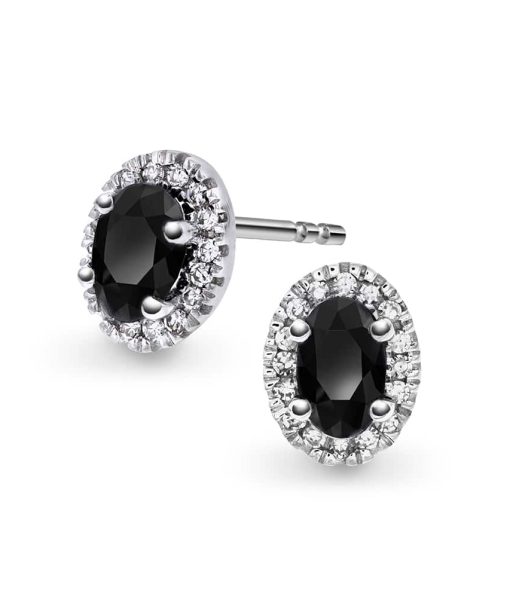 Øredobber i hvitt gull, Spinell og Diamant 0.09ct (WSI)