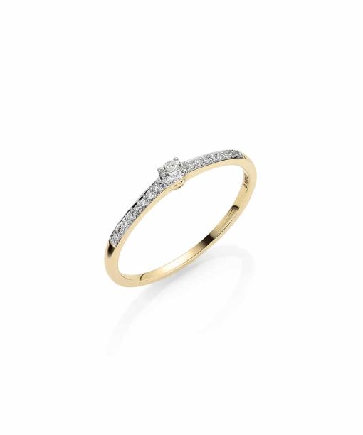 GD FOREVER gult gull frierring med diamant 0,10 ct W/SI