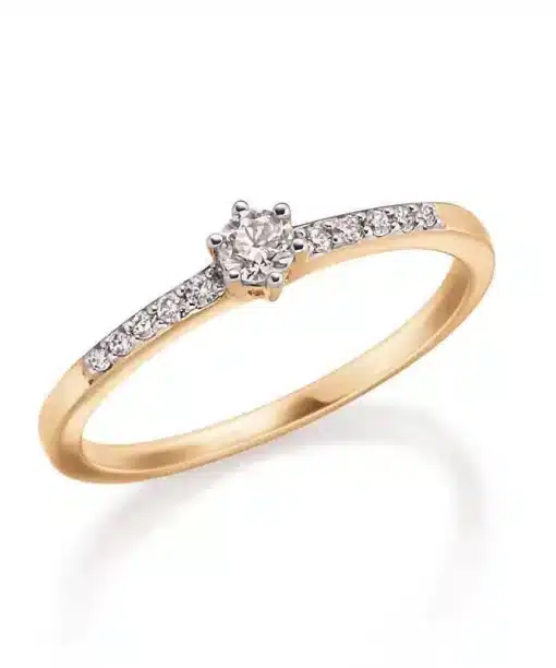 GD FOREVER gult gull frierring med diamant 0,20 ct W/SI