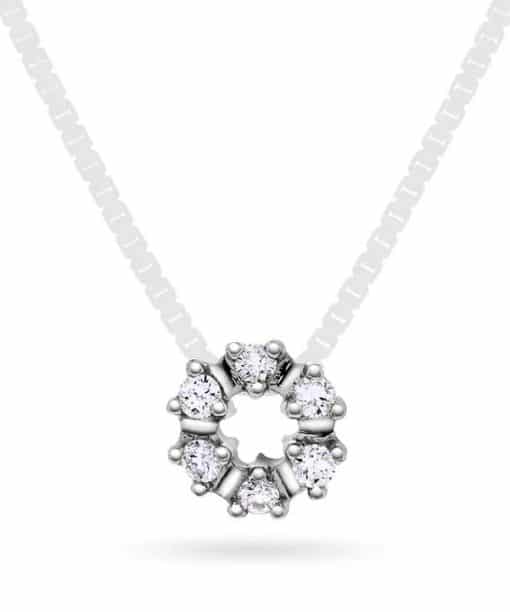 Anheng i hvitt gull med diamanter