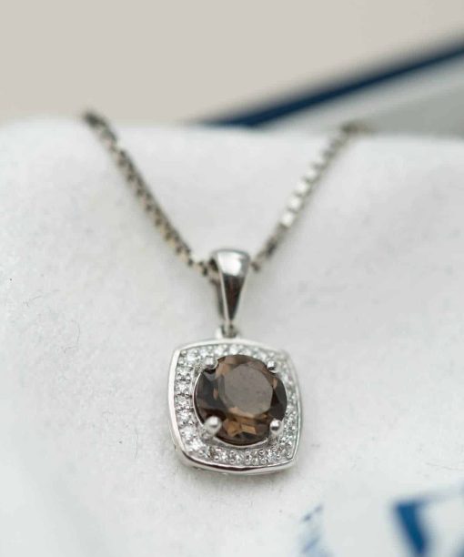 Alternative view of Smykke i hvitt gull, Røkkvarts og Diamant 0.07ct (WSI)