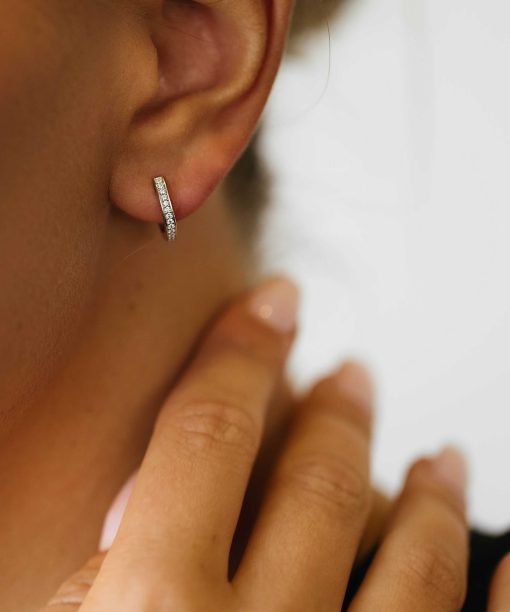 Alternative view of Christophersen Hvitt Gull Creoler med Diamanter