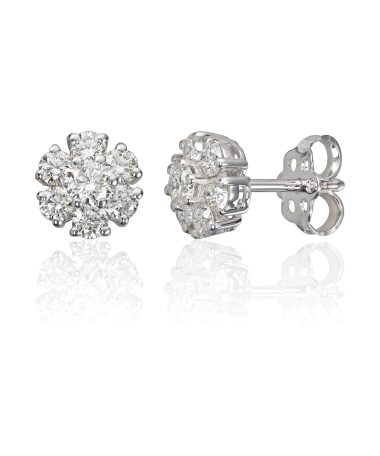 Ørepynt rosett Rose 1,00ct TWSI i hvitt gull
