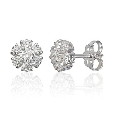 Ørepynt rosett Rose 0,50ct TWSI i gult gull