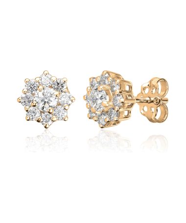 Ørepynt Rosett Lilje med 1,20ct WSI i 14K gult gull