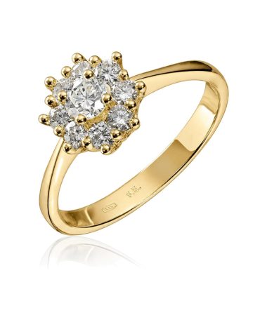 Alternative view of Ørepynt Rosett Lilje med 1,20ct WSI i 14K gult gull