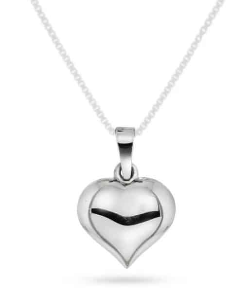 Hjertesmykke i hvitt gull 15mm