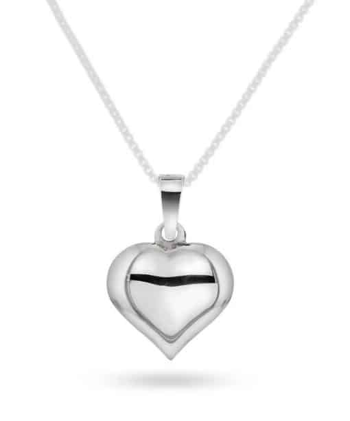 Hjertesmykke i hvitt gull 14mm