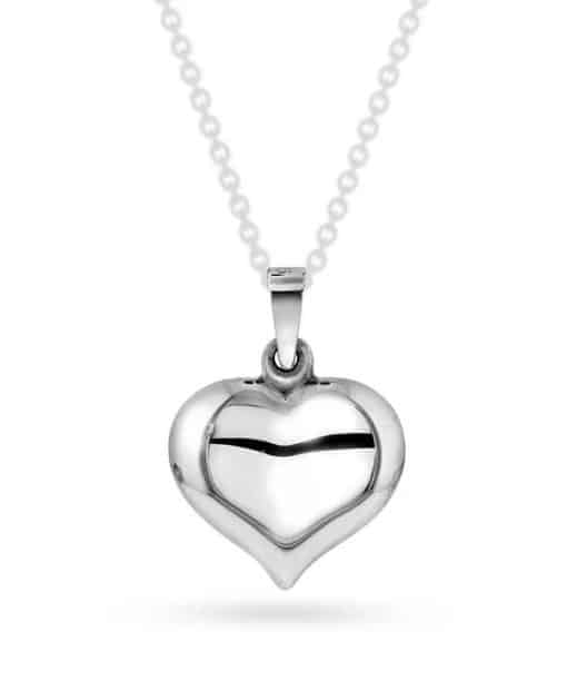 Hjertesmykke i hvitt gull 17mm