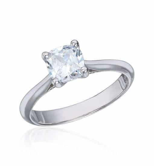 Ring Charlotte i hvitt gull 1,00ct TWSI Cushion slip