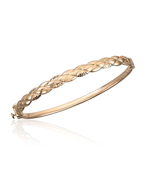 Armring med flettemønster og lås i gult gull