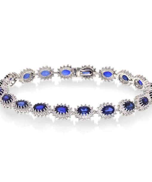 Armbånd i gull med diamant 2,5 ct WSI, hvittgull, hvitt gull, safir,