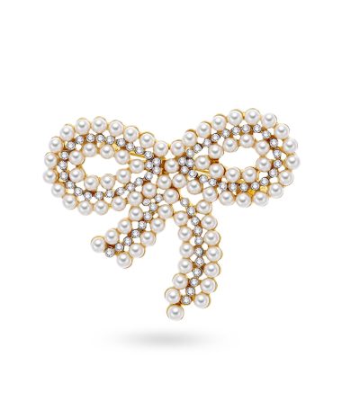 Pan Jewelry - Bijouteri brosje sløyfe med perle og krystall