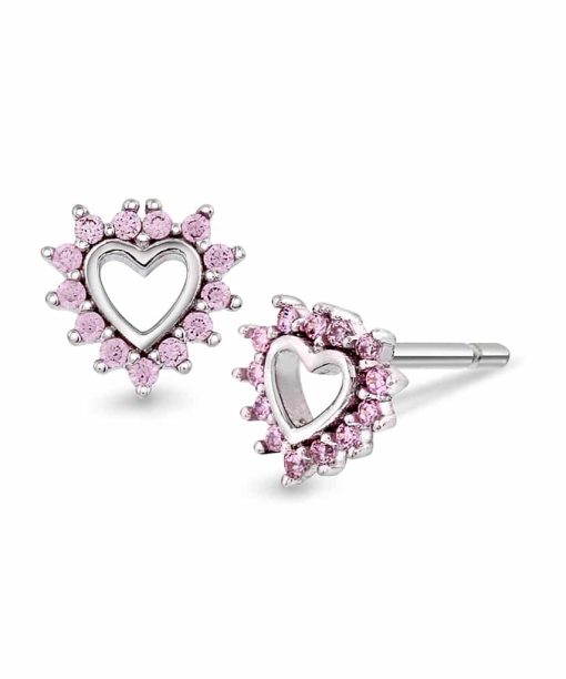 Prins & Prinsesse - Øredobber i Sølv med Rosa Zirkonia