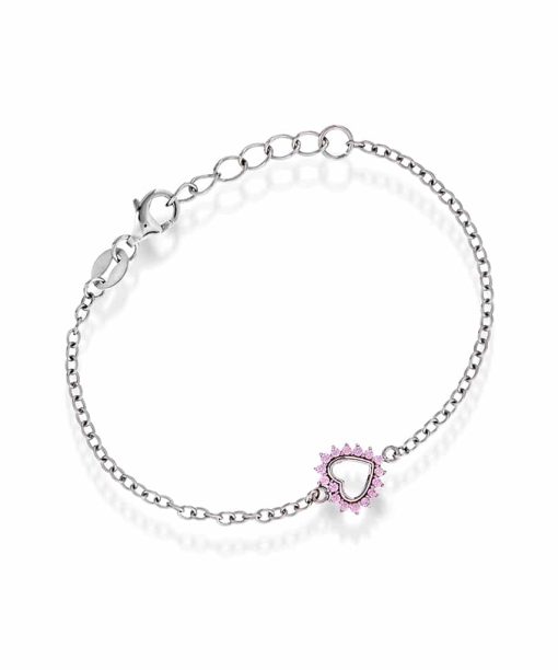 Prins & Prinsesse - Armbånd i Sølv med Rosa Zirkonia