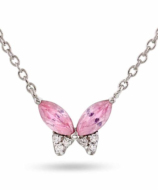Prins & Prinsesse - Smykke i Sølv med Rosa og Hvit Zirkonia