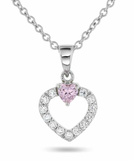 Prins & Prinsesse - Halssmykke i Rhodinert Sølv med Zirkonia