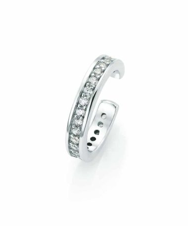 Rhodinert earcuff med hvite zirkonia stener