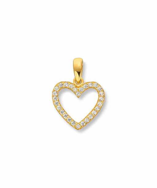 Anheng i sølv med zirkonia og hjerte