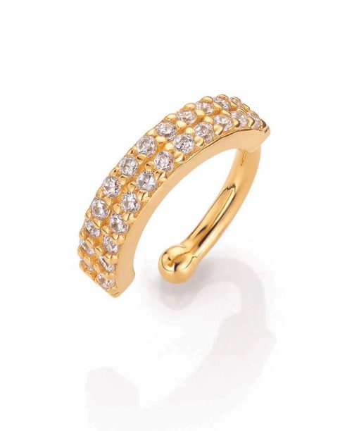 Forgylt earcuff med hvite zirkonia