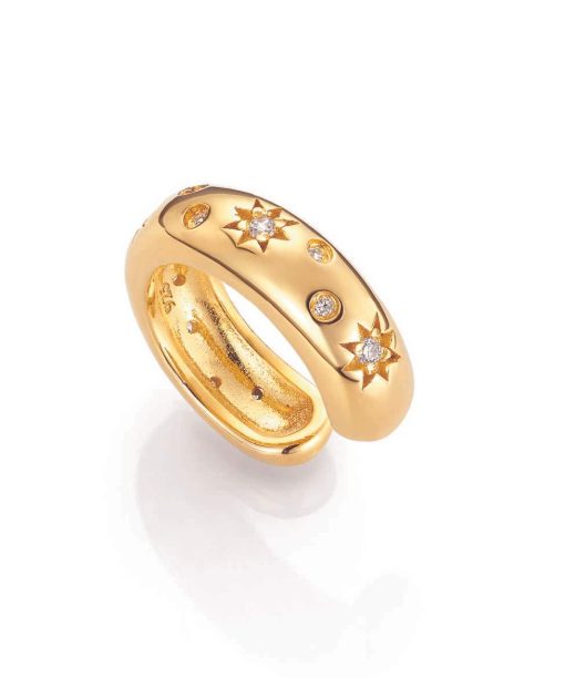 Forgylt earcuff med hvite zirkonia