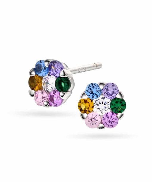 Øredobber i sølv med zirkonia blomst