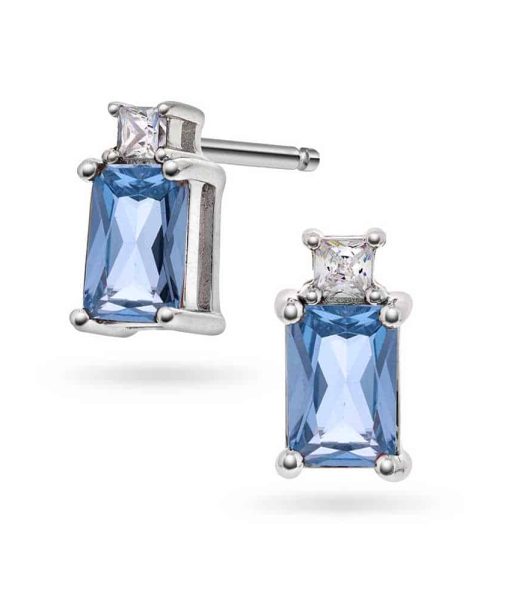 Øredobber i sølv med zirkonia, blå