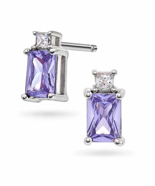 Øredobber i sølv med zirkonia, lilla