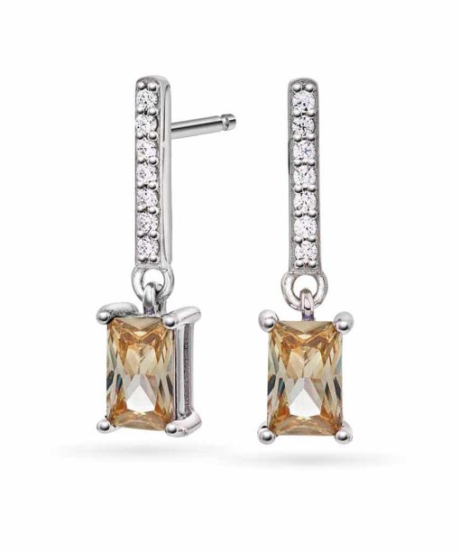 Øredobber i sølv med zirkonia, champagne