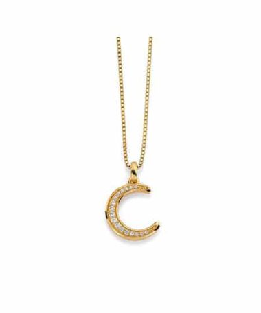 GD Signatur - Moon Forgylt anheng i sølv med zirkonia,42cm