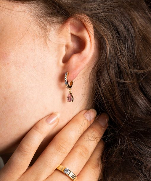 Alternative view of Fiji øredobber i sølv m/zirkonia, multi