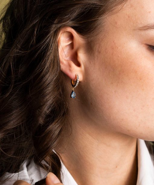 Alternative view of Fiji øredobber i sølv m/zirkonia, blå