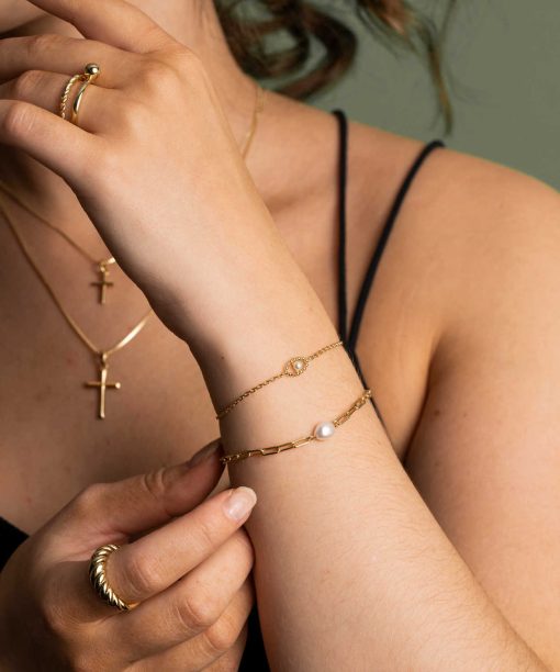 Alternative view of Nadine armbånd i sølv med perle