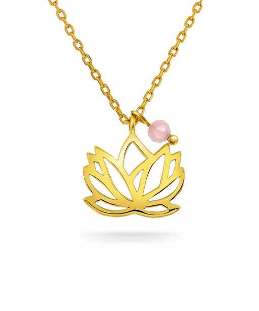 Lotus smykke i sølv med rosenkvarts